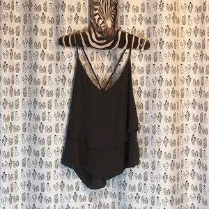 Forever 21 Flowy Layered Charcoal Tank Top